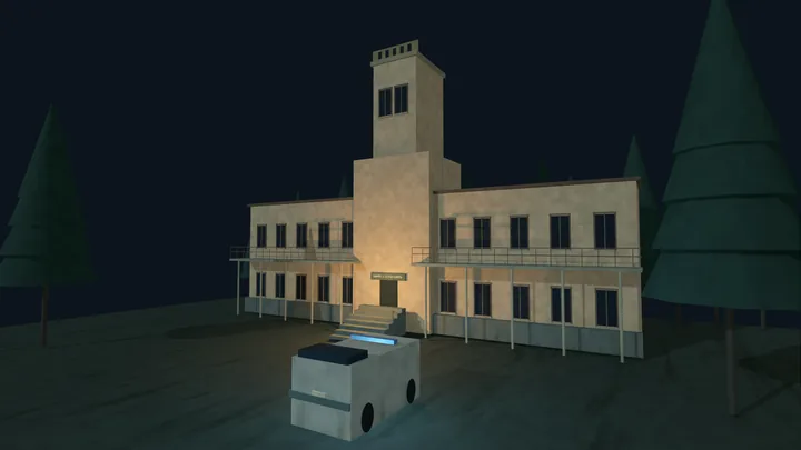 SANATORIUM · La llegada al sanatorio, de noche
